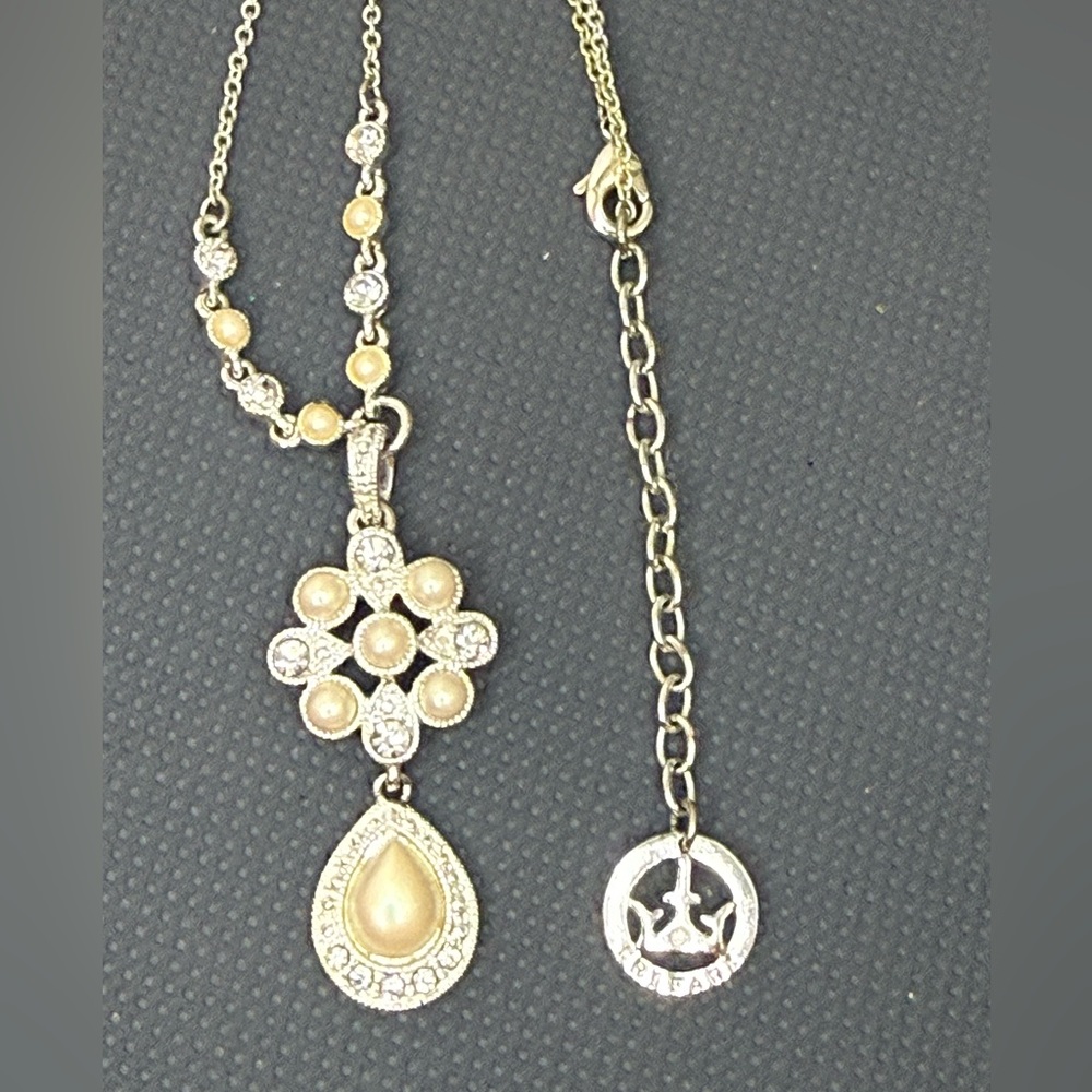 Vintage Crown Trifari Pearl Rhinestone Early 20th Century Necklace